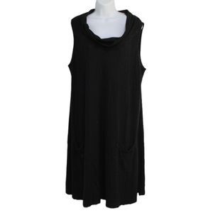 Eileen Fisher black slub knit two pocket dress XL